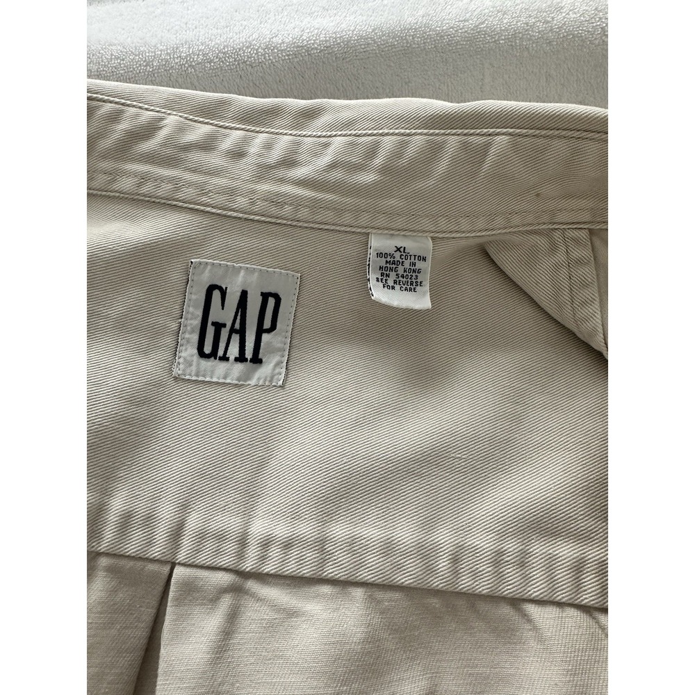 Gap Canvas Button Shirt Mens XL Tan Heavyweight Long Sleeve Workshirt Utility - Picture 4 of 8
